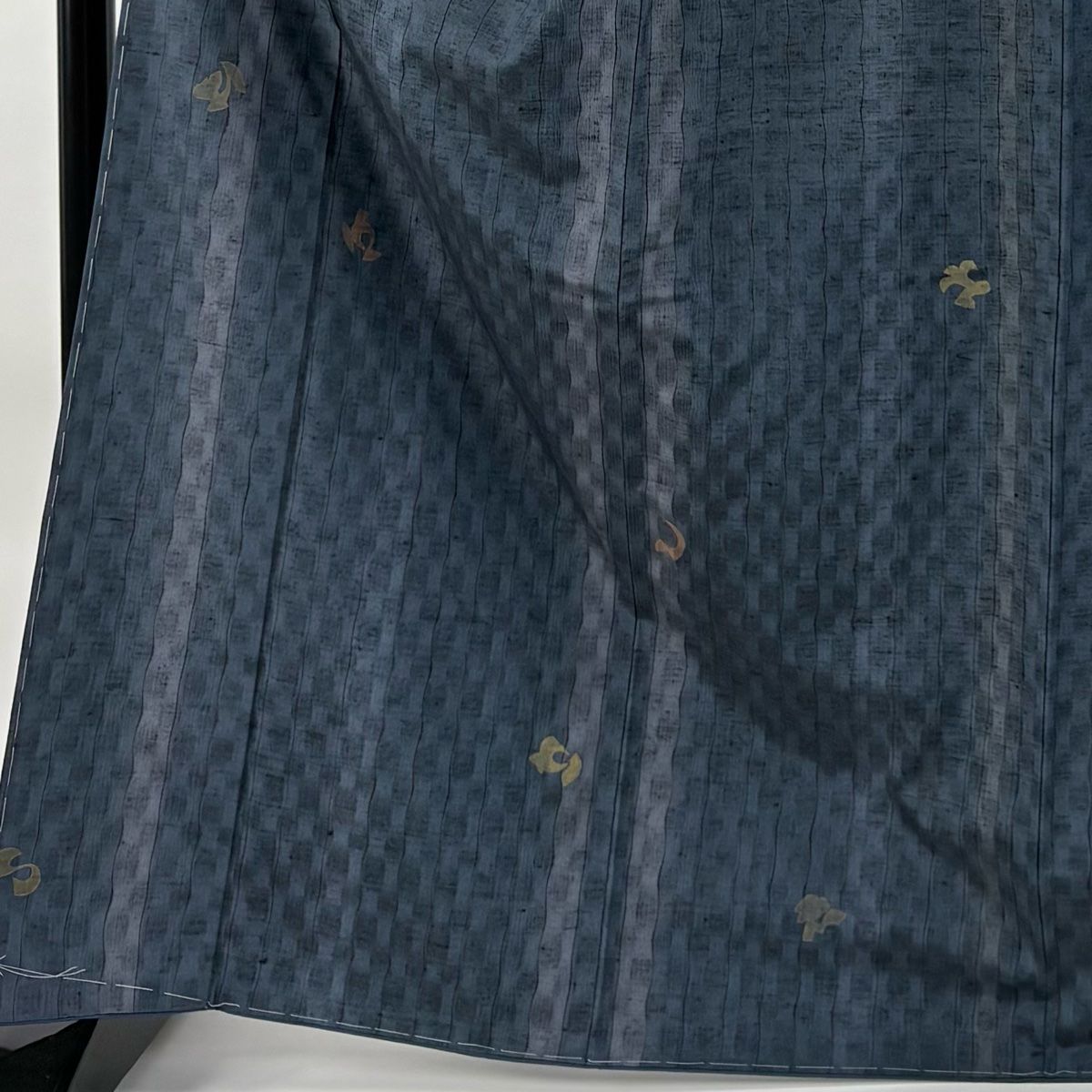 小紋 身丈168.5cm 裄丈66.5cm M 袷 名古屋帯セット 文字文 よろけ縞 藍色 正絹