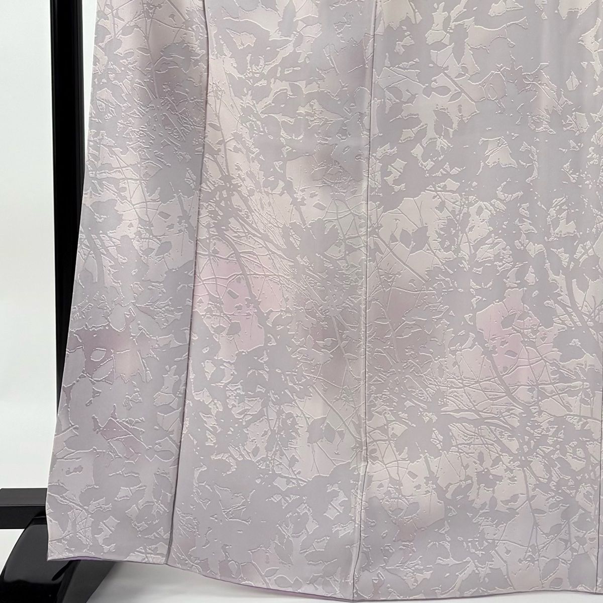 小紋 身丈167cm 裄丈64cm M 袷 袋帯セット 枝葉 ぼかし 薄紫 正絹 秀品