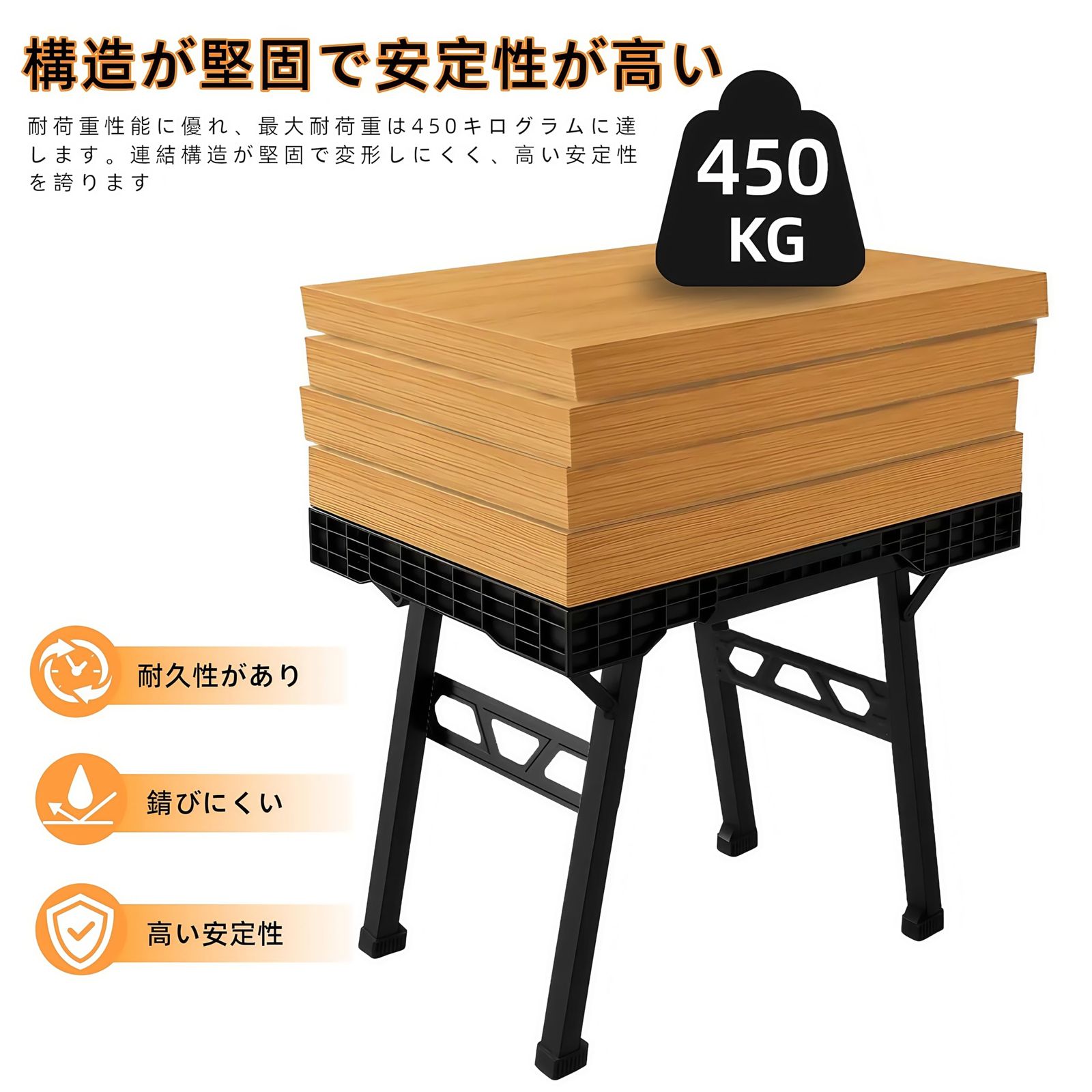 EastEamily 作業台 折りたたみ式 ワークテーブル 幅85cm×奥行き61cm×高さ78.7cm 耐荷重約450kg 木工 ワークベンチ 作業テーブル 万能作業台 ソーホース 取っ手付き ポータブル ガレージ ワークショップ 自宅に最適 日本語説 HRDEVELOPMENT_JP