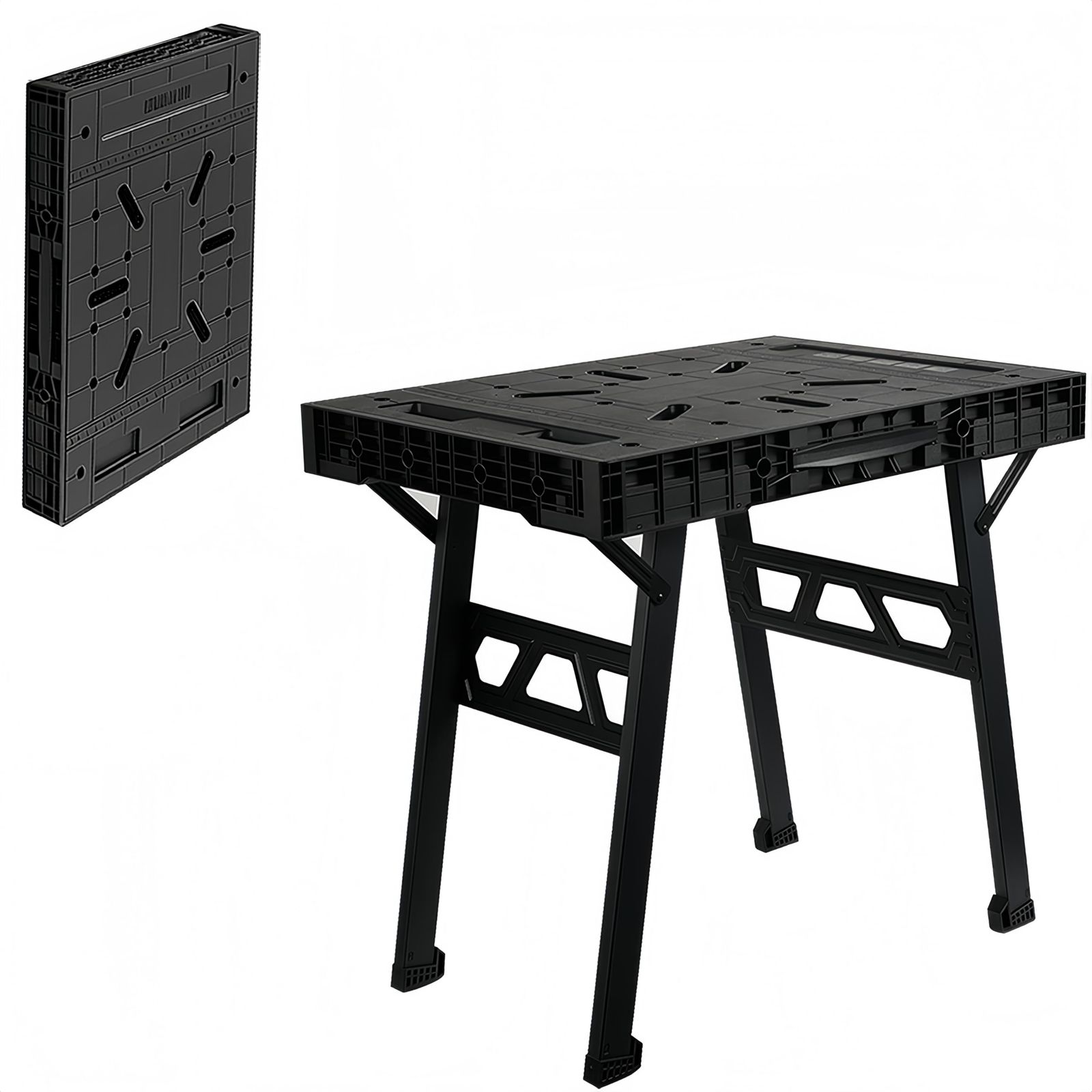 EastEamily 作業台 折りたたみ式 ワークテーブル 幅85cm×奥行き61cm×高さ78.7cm 耐荷重約450kg 木工 ワークベンチ 作業テーブル 万能作業台 ソーホース 取っ手付き ポータブル ガレージ ワークショップ 自宅に最適 日本語説