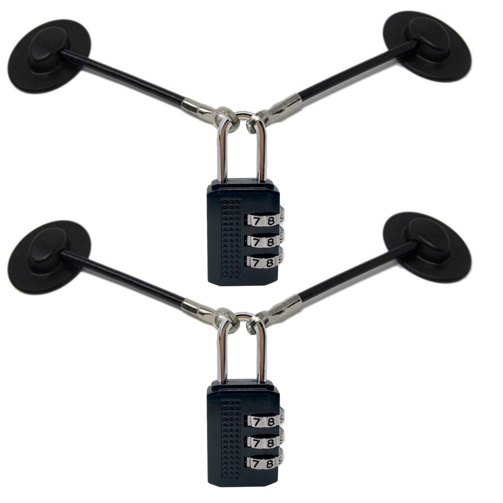 新品 Felimoa 冷蔵庫 ドアロック ワイヤー 盗難対策 幼児 高齢者 ダイヤル 南京錠 2セット (ブラック)