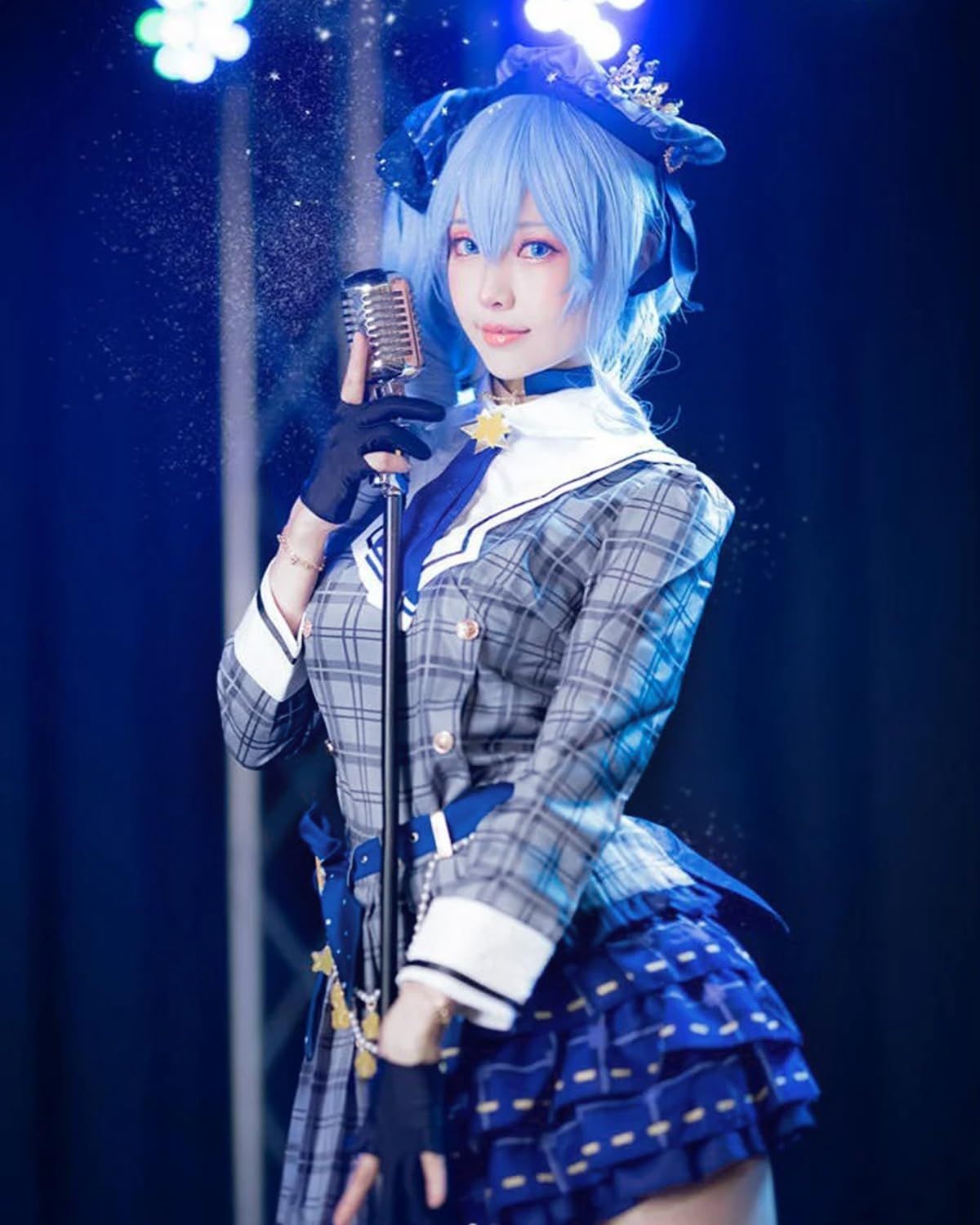 神併 星街すいせい コスプレ ウィッグ付き Vtuber コスプレ衣装 大人用 仮装 文化祭 イベント Live2D コスチューム ステージ服 星街すいせい ウィッグ付き XXL