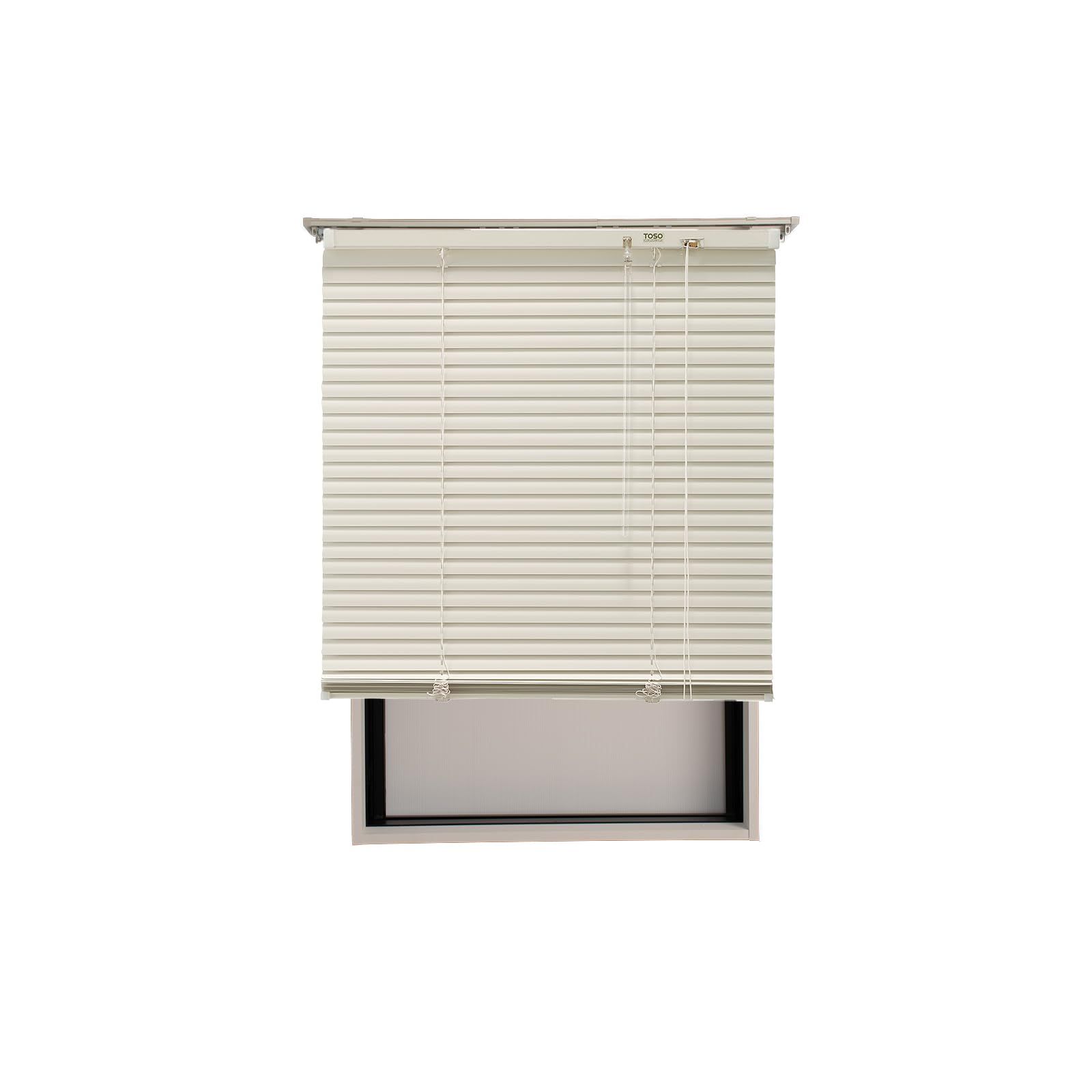 トーソー ブラインド アルミ製 アイボリー 幅164cm高さ108cm 操作スムーズ ワンタッチブラケット 00722075