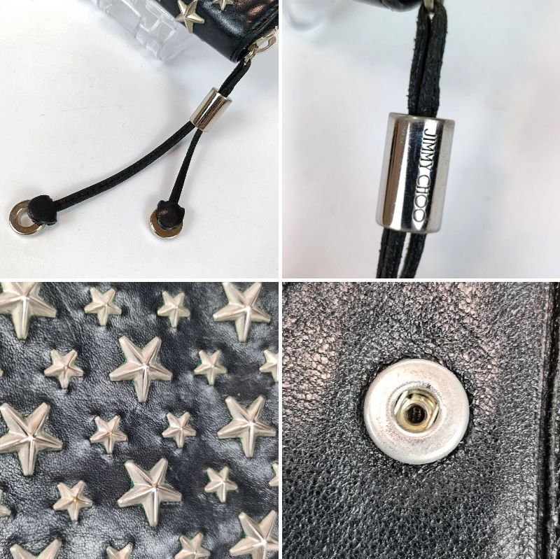 最終出品ジミーチュウ スタッズ ラウンドファスナー (スタッズ/ネイビー二折) ジミーチュウ スタッズ ラウンドファスナー 財布 (スタッズ/ネイビー二