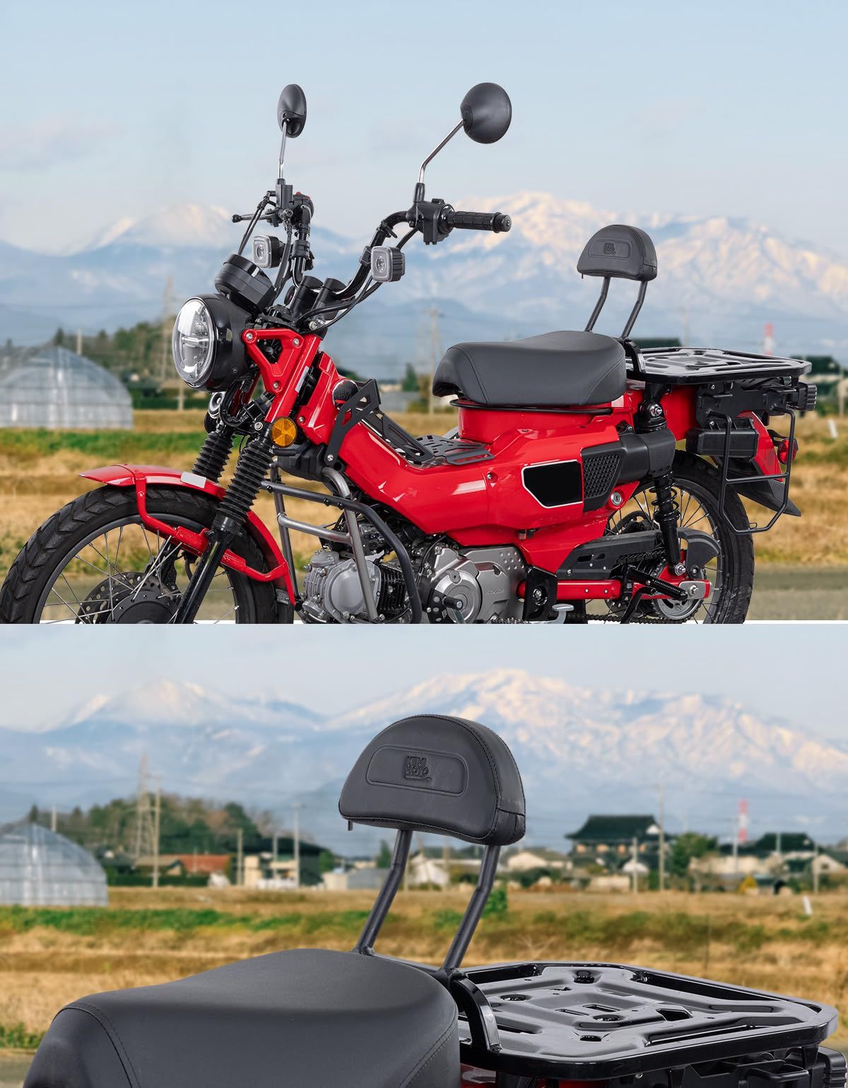 KEMIMOTO バックレスト ハンターカブ125 バックレストキット CT125 Trail 125 Hunter Cub 2021 2025 2025 2025 に対応 背もたれ 高さ調節 ct125用アクセサリー JA55 JA65
