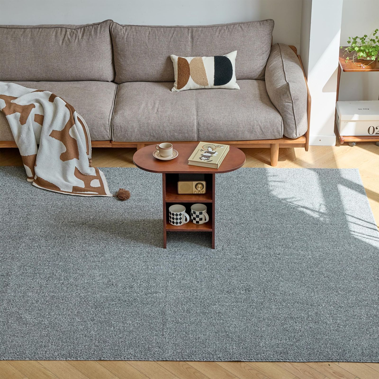 FLIIRITAIA カーペット グレー 200×250cm 約3畳 約1畳 リネン風素材 洗える 滑り止め 抗菌 防臭 防ダニ 通気性 速乾性 防音 リビングルーム 寝室 ダイニングルーム フローリング オールシーズン 洗濯 収納便利 ラグ