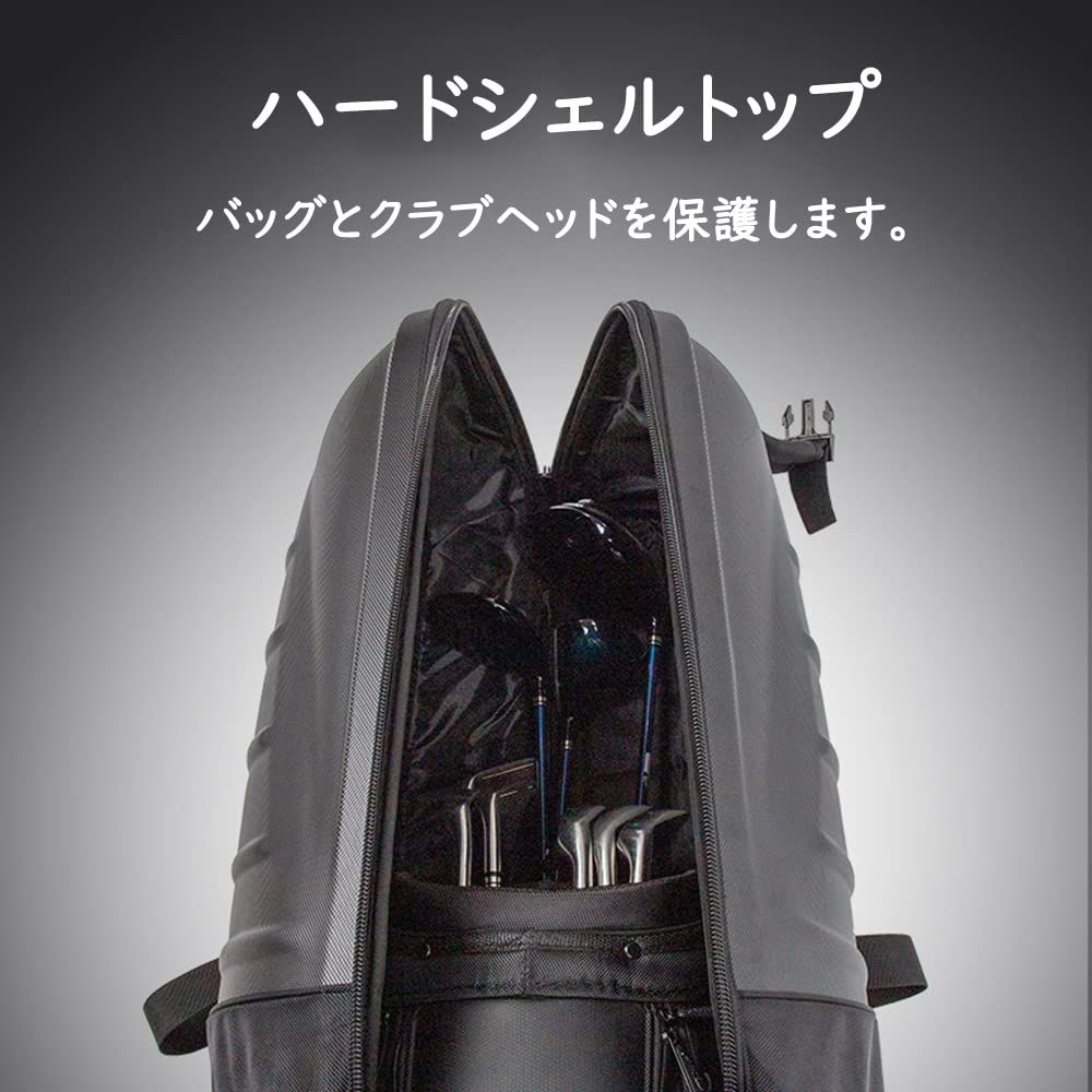 FMAFNLY ゴルフバッグカバー ゴルフ用トラベルカバー ホイール付き キャスター付き ハードシェル付き 折りたたみ式 ゴルフバッグ 防水 耐摩耗性 ブラック