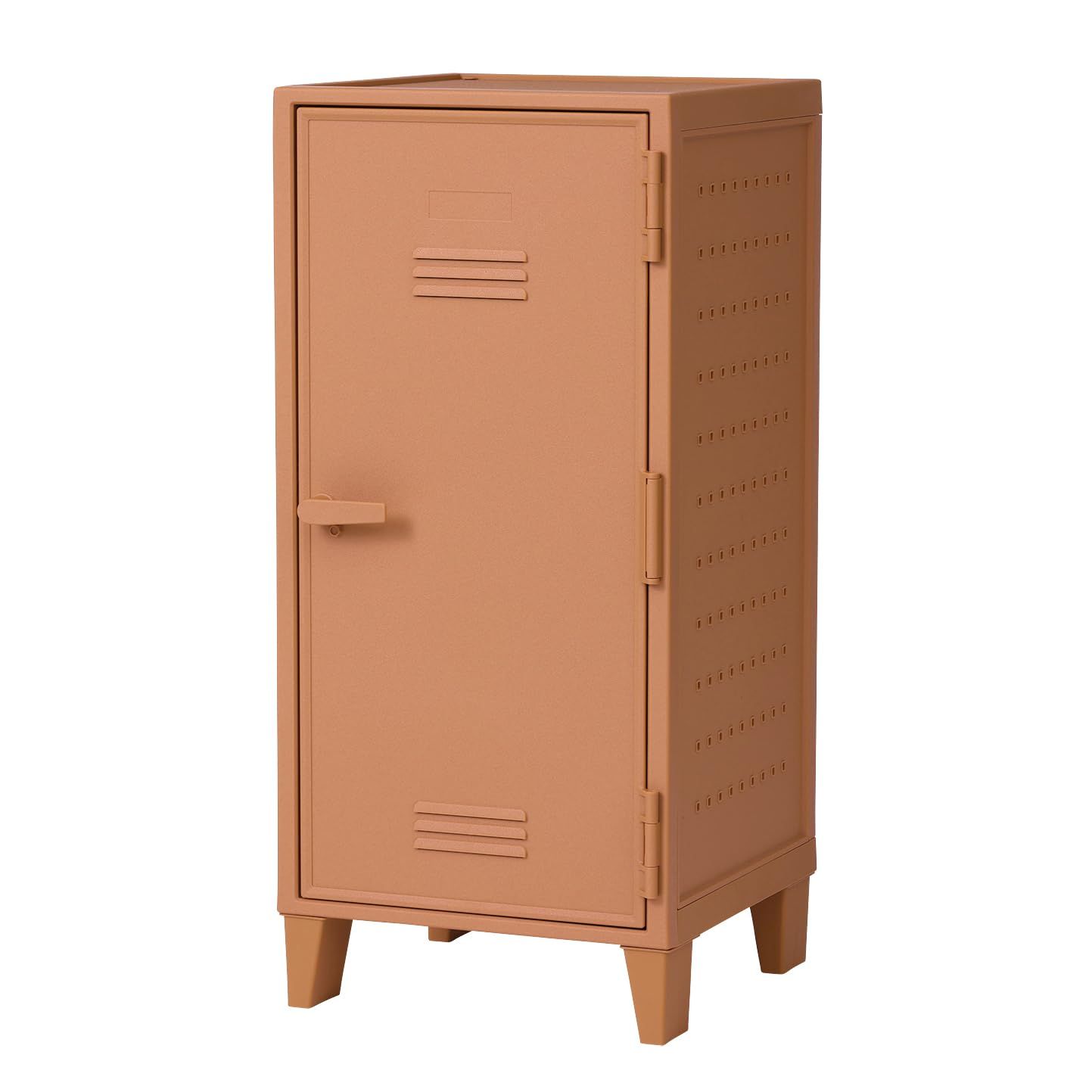 天馬 差し込むだけで組み立てられるロッカー型収納ボックス フィッツペグキャビネット レトロ かわいい 縦長収納 収納ケース ペグボード ヴィンテージ 工具不要の簡単組立 カラー オレンジ サイズ 幅35.5×奥行35.5×高さ76.5cm