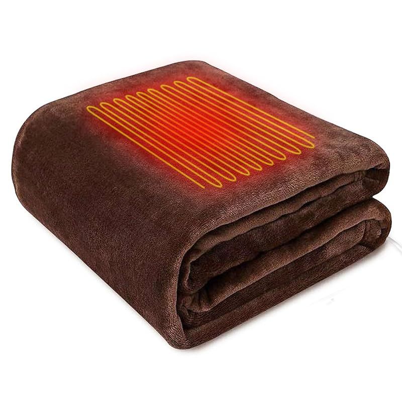電気ブランケット 電気毛布 敷き 掛け兼用 USB給電式 電気ひざ掛け 節電 電気敷き毛布 タイマー 暖房掛け 大判 3段階温度調整 洗える 防寒対策 電気ブランケット 肩掛け 膝掛け シングル 暖房器具 毛玉なし ギフト 丸洗い可 ブラウン