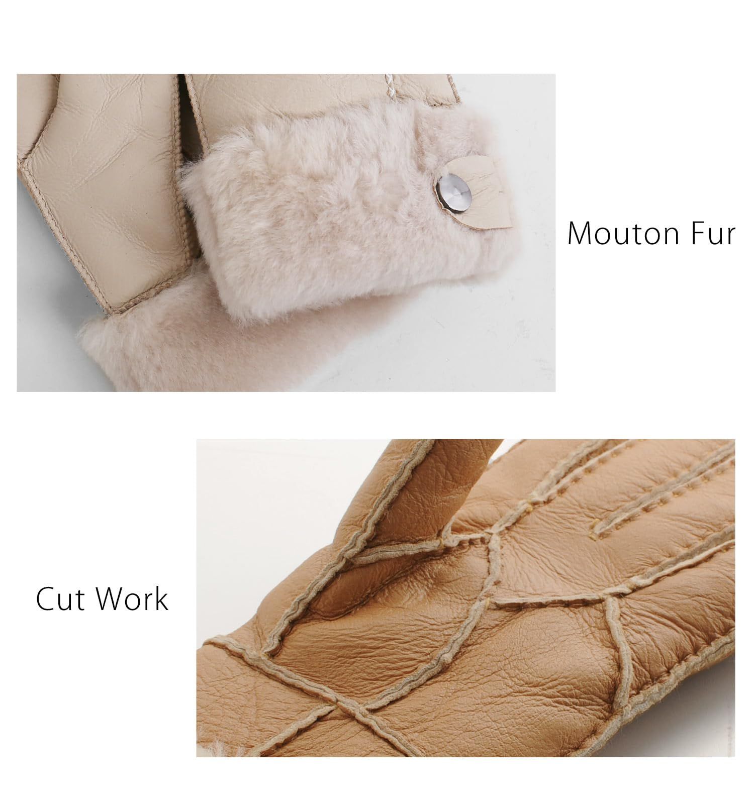 [三京商会] 手袋 レディース ムートン ダブルフェイス (キャメル)