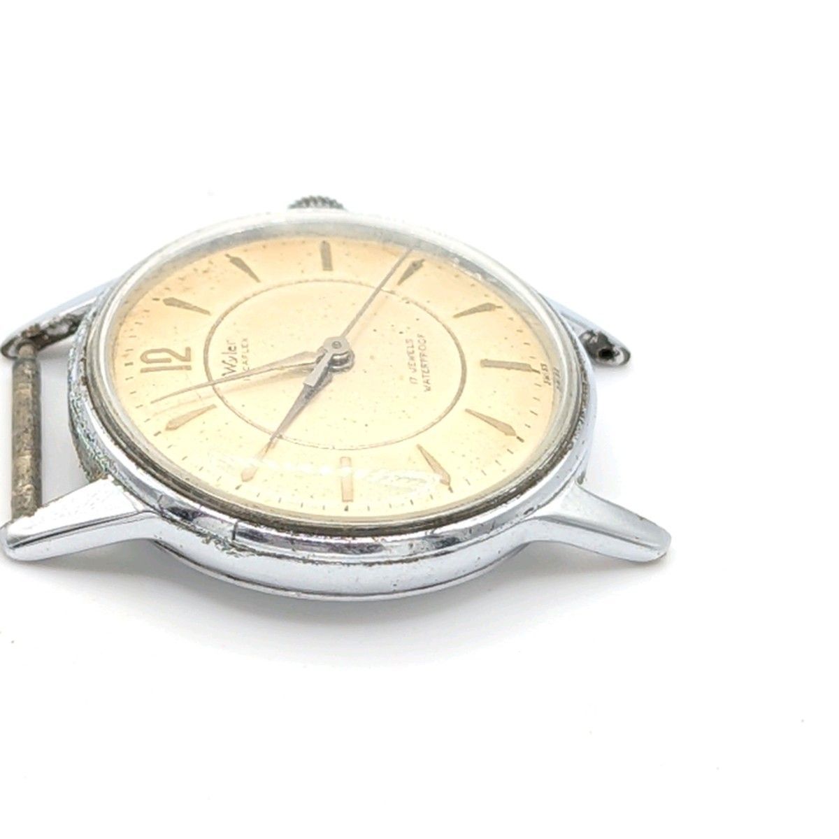 WYLER SWISS MADE 17 JEWELS Automatic hand-wound Watch Round Men Silver Working ワイラー 時計 手巻き式 シルバー ラウンド ヴィンテージ アンティーク 稼働品