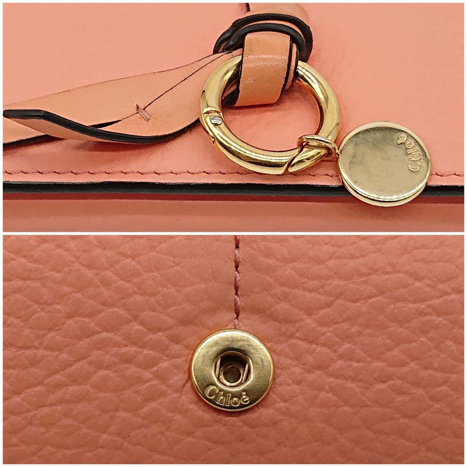 極美品】Chloe クロエ アルファベット 長財布 ピンク カーフスキン 