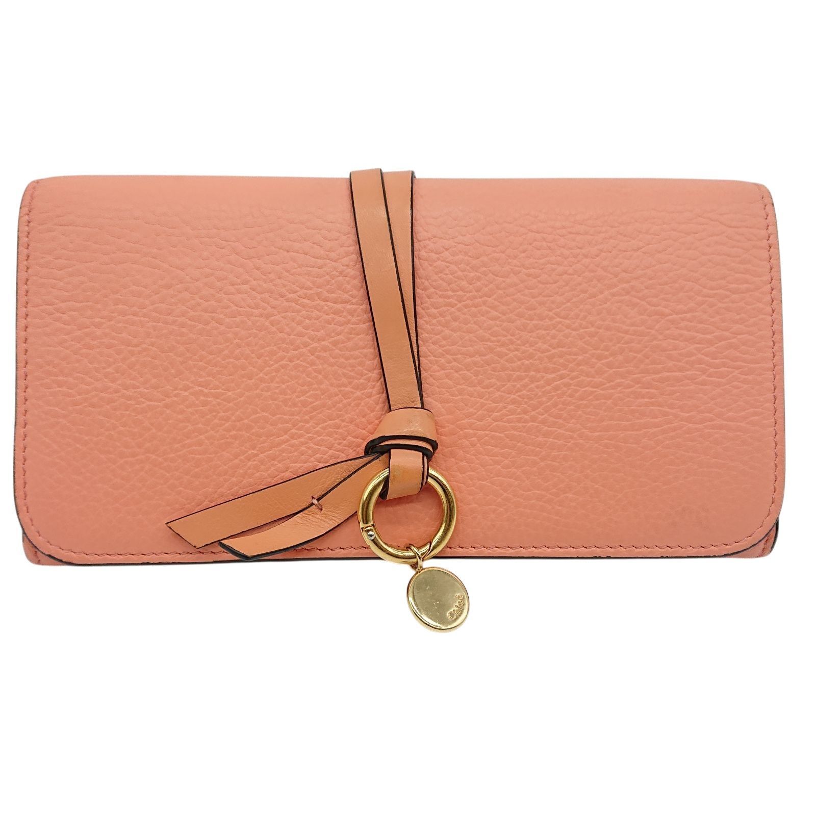 極美品】Chloe クロエ アルファベット 長財布 ピンク カーフスキン 