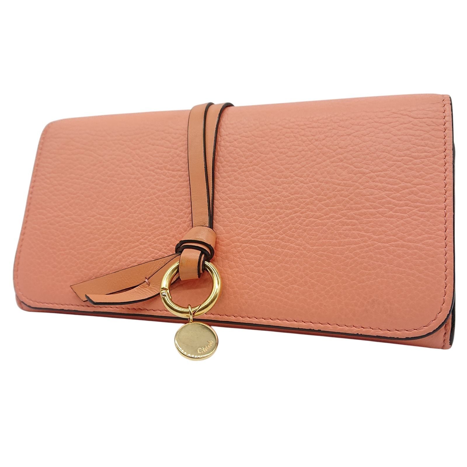 極美品】Chloe クロエ アルファベット 長財布 ピンク カーフスキン 