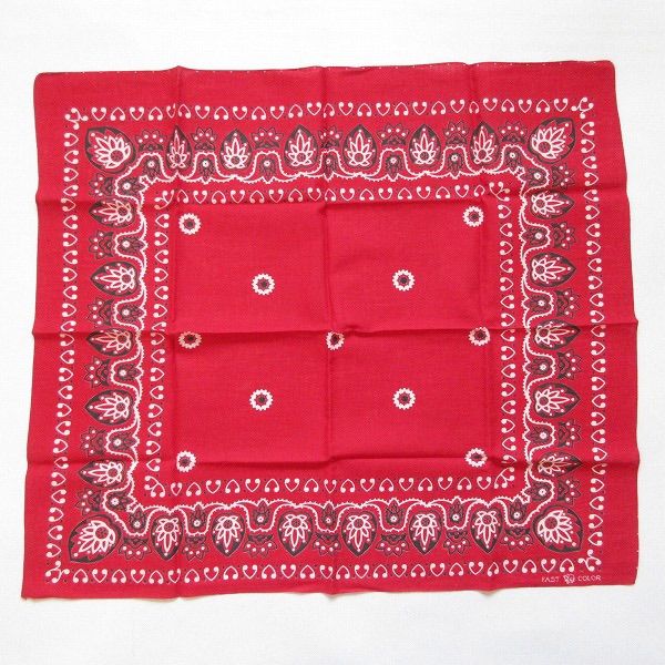 50’s 下鼻 象 ビンテージ バンダナ 片耳 赤 FAST COLOR エレファントブランド コットン アメリカ製 D 64