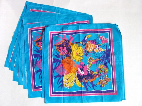 11枚セット ビンテージ バンダナ トロピカル柄 片耳 D137