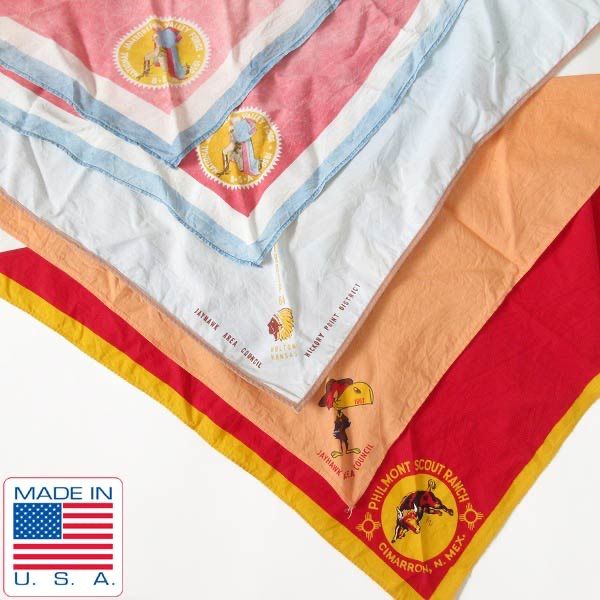 50 s-60 s BSA ボーイスカウト ネッカチーフ 5枚セット バンダナ アメリカ製 ビンテージ d144