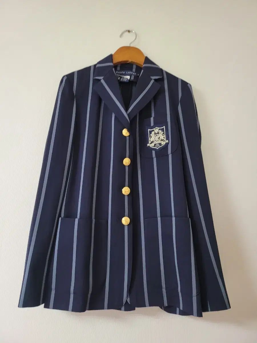 ラルフローレン ストライプ ネイビー ブレーザー