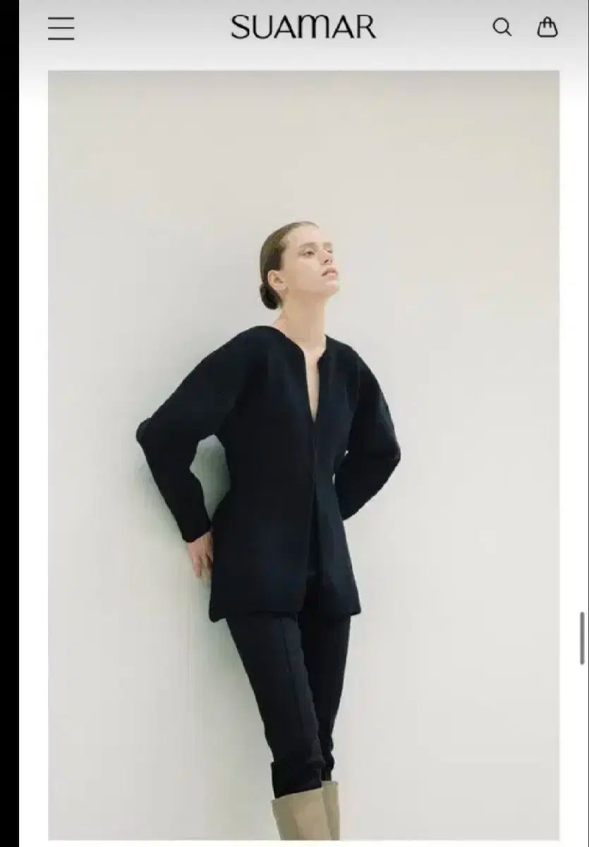 ムン スア MOON SUA 麻製作カーディガン ブラック suamar