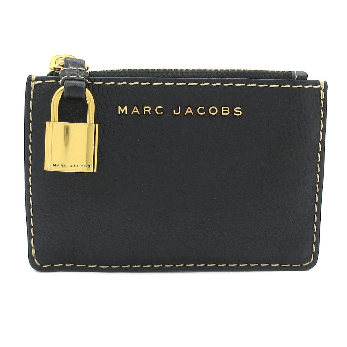 MARC JACOBS マークジェイコブス コインケース - 黒 フラグメントケース|キーリング付き レザー