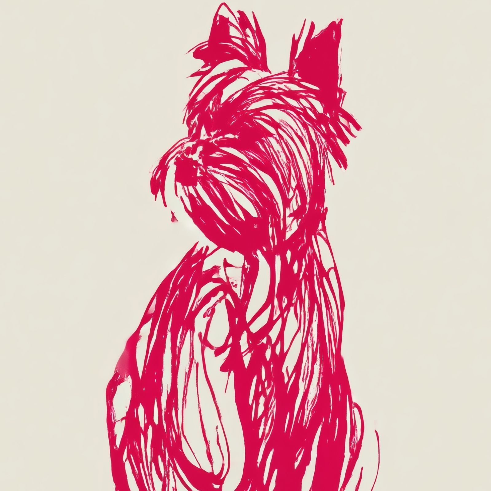 名入れOK Red Line - ヨークシャーテリア ヨーキー犬 No.1 アートポスター ペットロス 北欧モダン ミニマルインテリア カフェスタイル