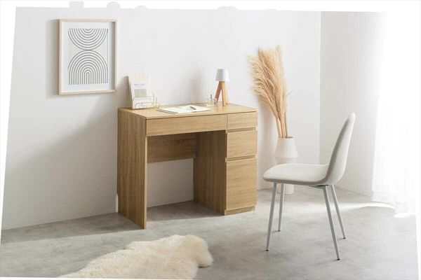 幅90cm 北欧風 引き出し付き コンパクトデスク USBポート-2口コンセント付き 韓国風 インテリア 机