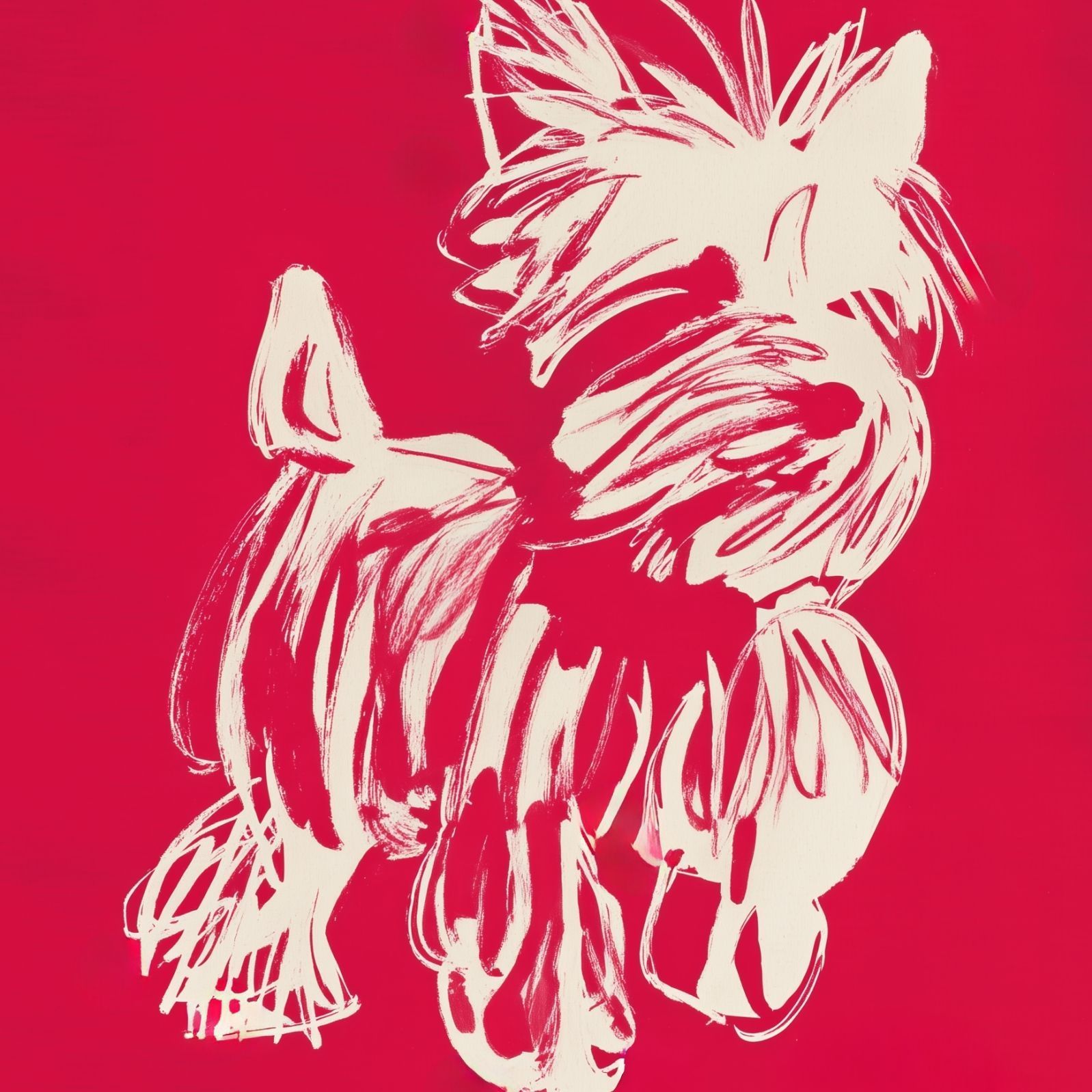 名入れOK Red Line - ヨークシャーテリア ヨーキー犬 No.2 アートポスター ペットロス 北欧モダン ミニマルインテリア カフェスタイル