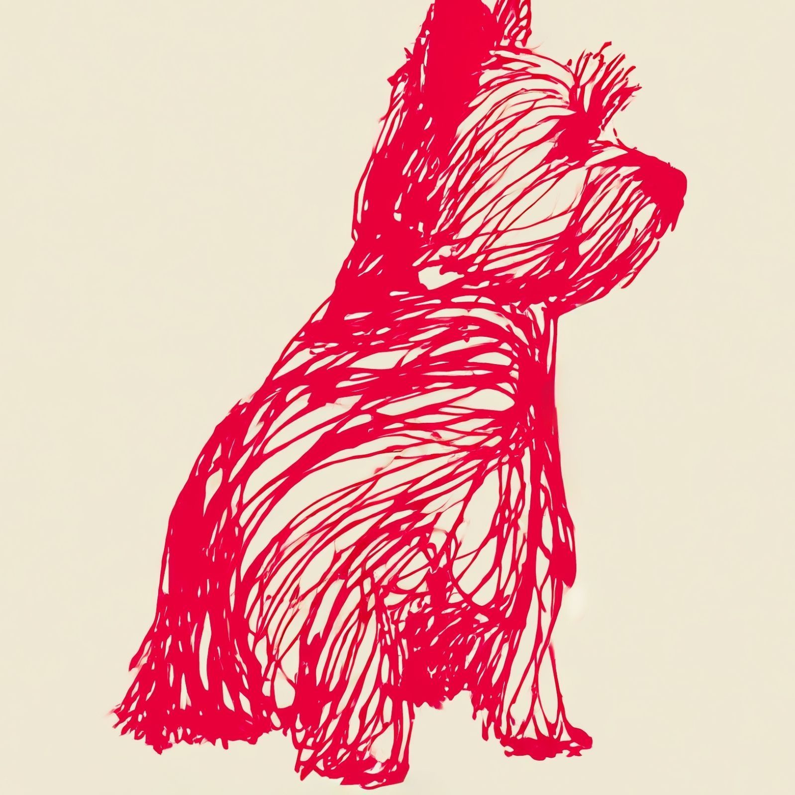 名入れOK Red Line - ヨークシャーテリア ヨーキー犬 No.3 アートポスター ペットロス 北欧モダン ミニマルインテリア カフェスタイル