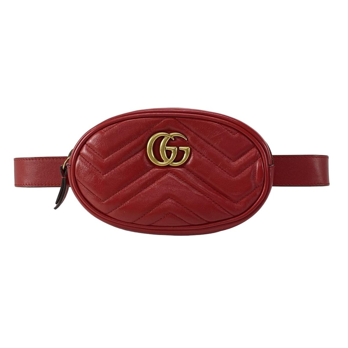 GUCCI グッチ ウエストポーチ GGマーモント 476434 レッド ハート レザー