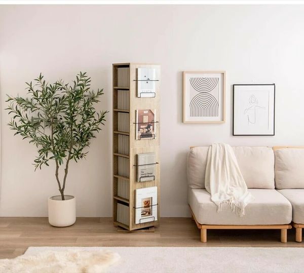 幅36cm 360度 回転ブック シェルフ 7段タイプ 両サイド ディスプレイラック 本 雑誌 絵本 収納 本棚 北欧風 韓国風 インテリア