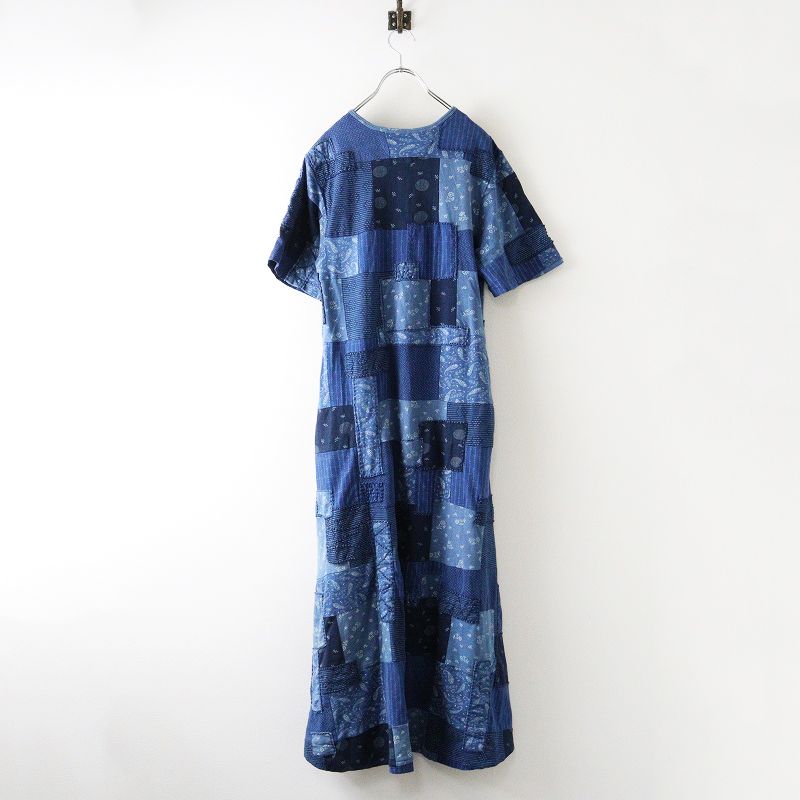 RRL ダブルアールエル ポロ ラルフローレン インディゴ パッチワークワンピース 2 ネイビー┃フラワー 花柄 ペイズリー