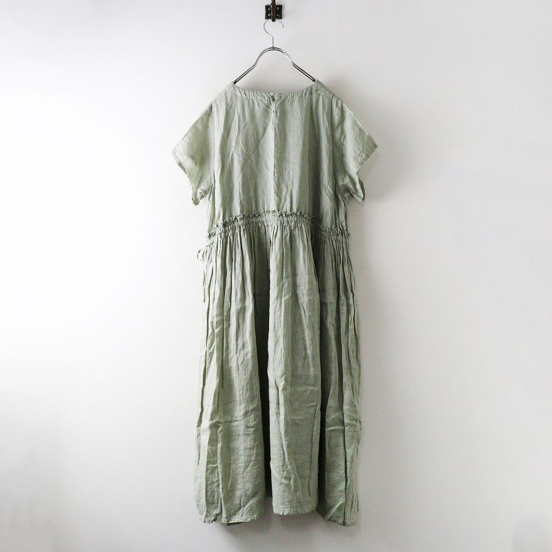 ネストローブ nest Robe リネンフリルギャザードレス F ミントグリーン ワンピース フ