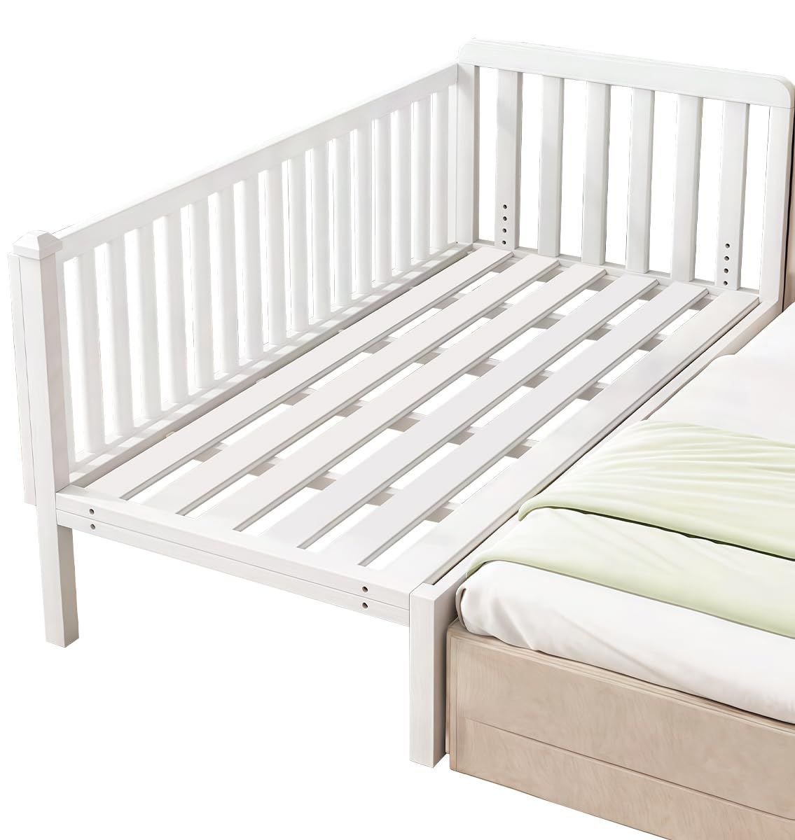 TUIYIDUO ベビーベッド ベビーサークル 子供ベッド 120長さx50幅x40高さcm ベッドフェンス 添い寝 多機能 スプライシング アイアン ハイタイプ 転落防止 耐震 長く使える 組み立てが簡単 子供部屋 新生児 出産祝い ホワイト 2