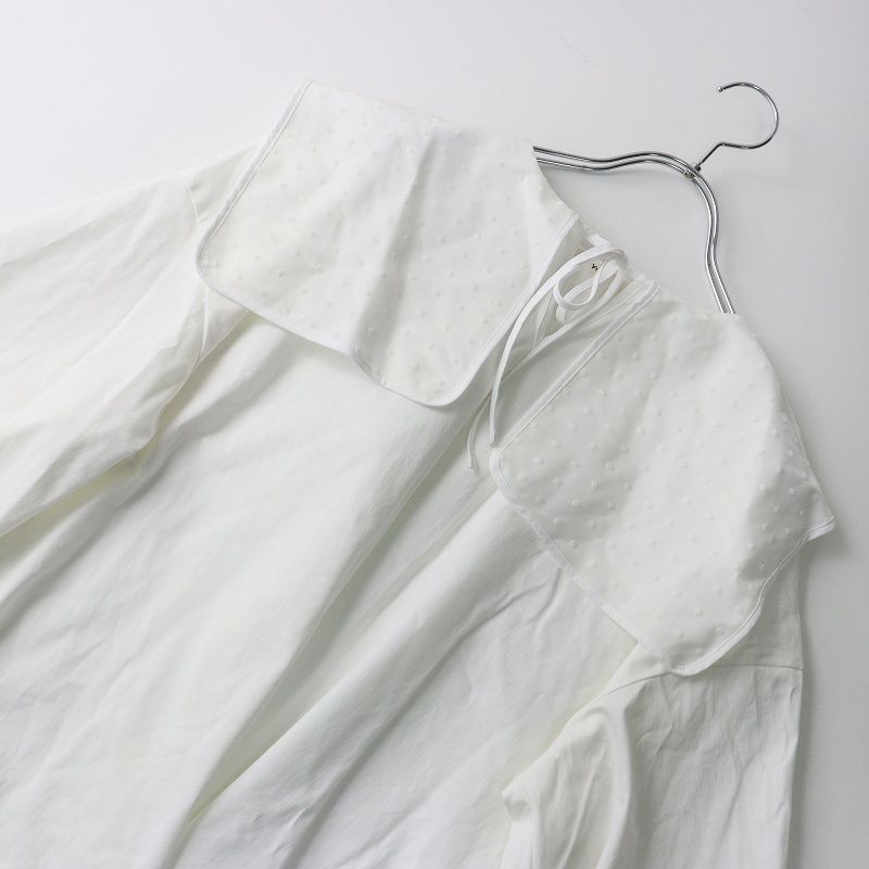 ヨリyoriフロッキードットカラーカットソー白 yori フロッキードット