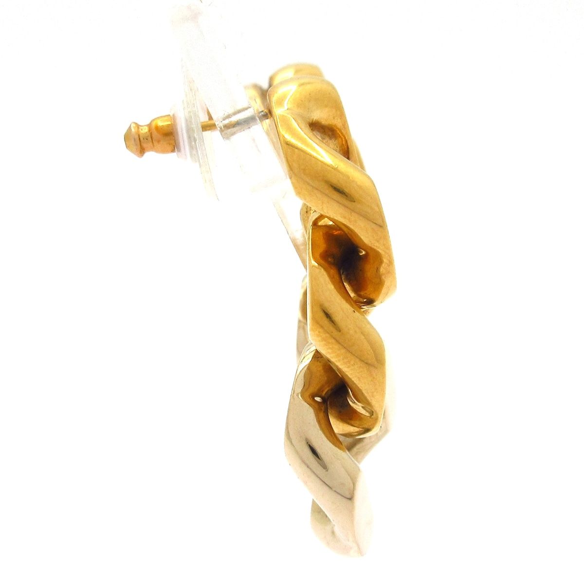 SAINT LAURENT PARIS サンローランパリ ピアス - ゴールド シグネチャー カーブチェーン サージカル