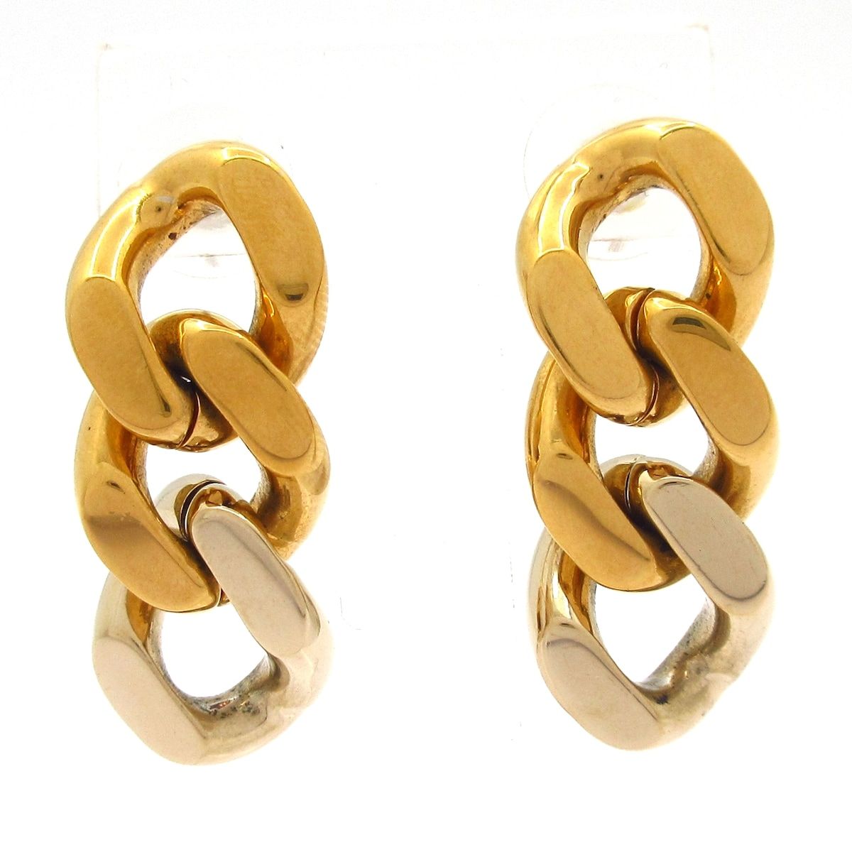 SAINT LAURENT PARIS サンローランパリ ピアス - ゴールド シグネチャー|カーブチェーン|サージカル