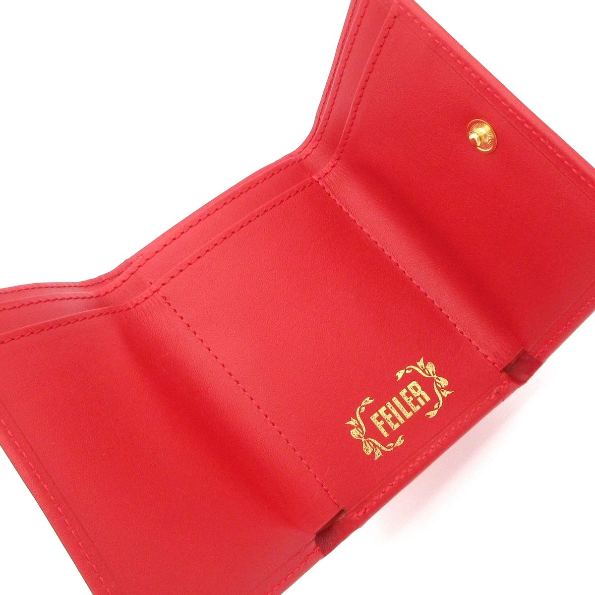 FEILER(フェイラー) Wホック財布美品 - レッド ハイジ レザー - メルカリ