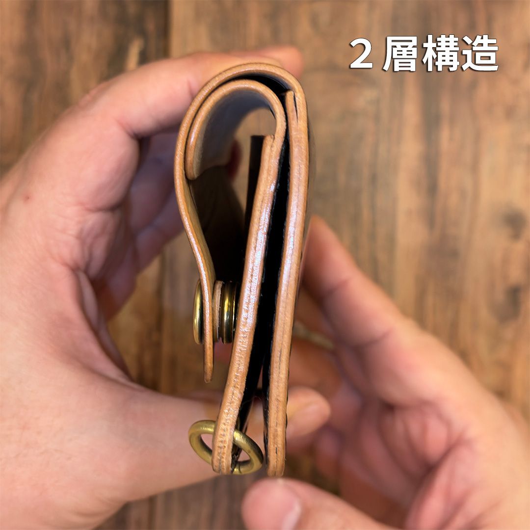 ROCADO社 シェルコードバン｜クラシックブラック｜ショートトラッカーウォレット２層構造