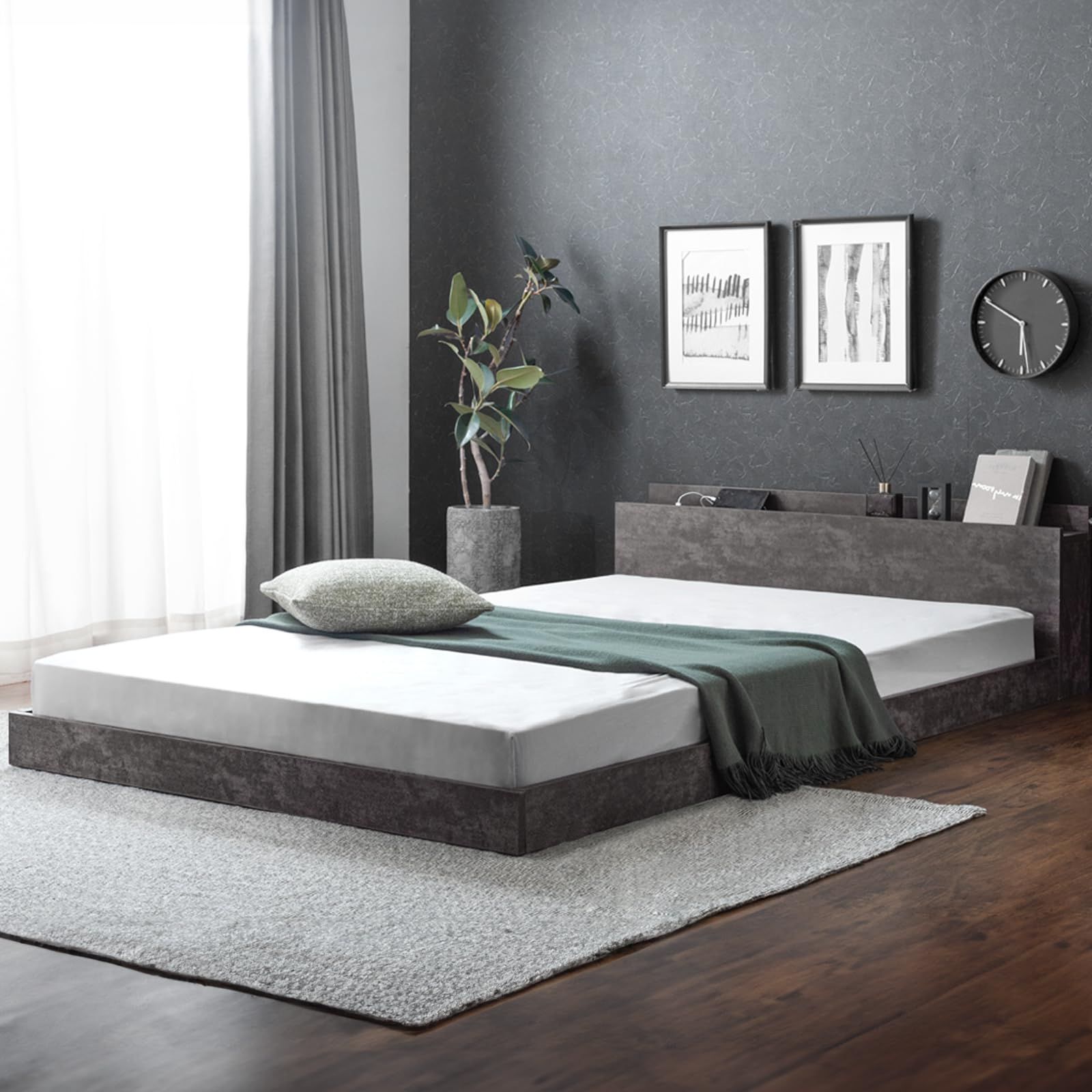 セール 81200003 102344 フロアベッド スマホスタンド USB 2口コンセント ローベッド 宮棚付 シングル フレームのみ ベッド タンスのゲン