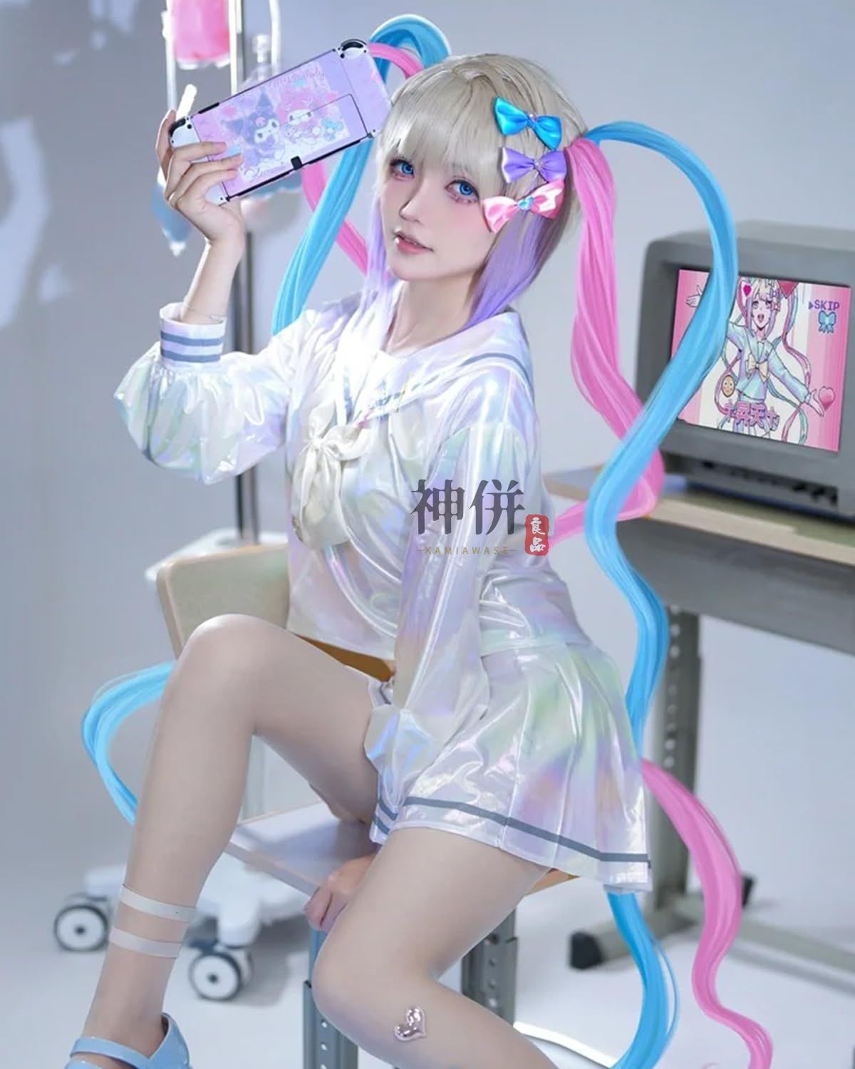 神併 ニーディガールオーバードーズ コスプレ ウィッグ付き 超てんちゃん あめちゃん コスプレ メイド服 コスプレ衣装 大人用 仮装 NEEDY GIRL OVERDOSE COSPLAY
