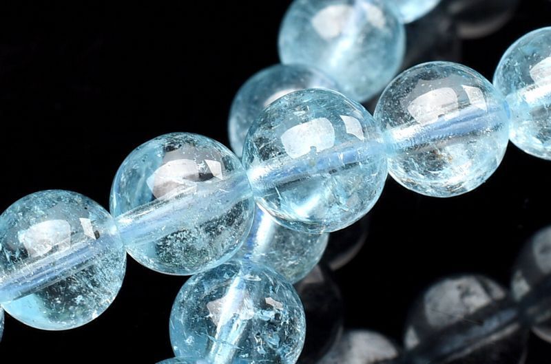 1点物】水のような透明感 ブルートパーズ 7mm ブレスレット