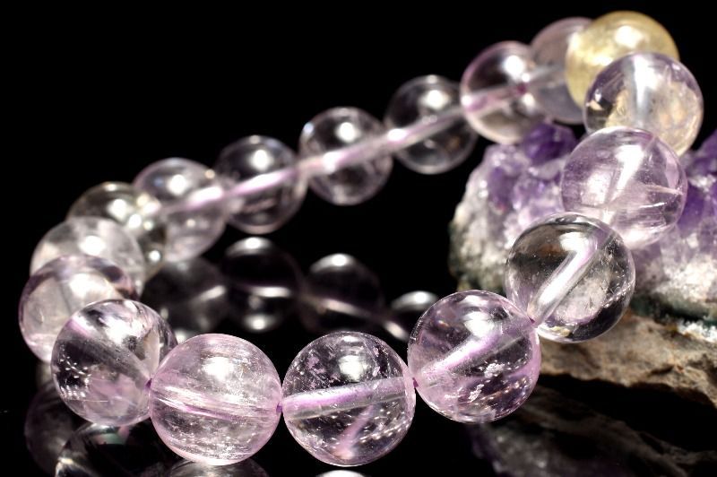 １点物 透明クリア 無垢 クンツァイト 11.5mm ブレスレット パワーストーン 天然石 _MC194