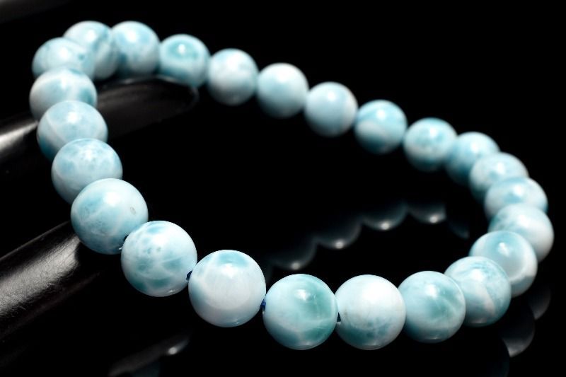 １点物 AA 美しい波模様 ラリマー 7.5mm ブレスレット パワーストーン 天然石 _MC376