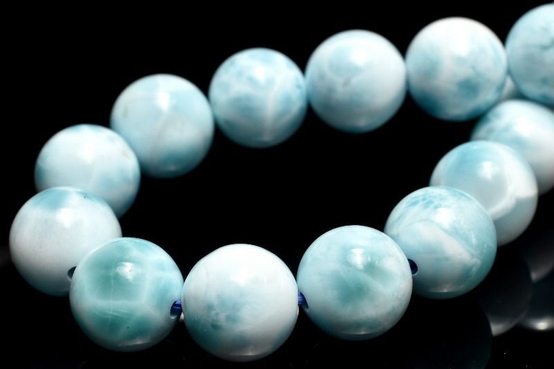 １点物 AA 美しい波模様 ラリマー 7.5mm ブレスレット パワーストーン 天然石 _MC376