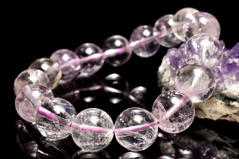 １点物 透明クリア 無垢 クンツァイト 12.5mm ブレスレット パワーストーン 天然石 _MC198