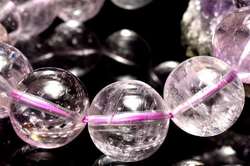 １点物 透明クリア 無垢 クンツァイト 14mm ブレスレット パワーストーン 天然石 _MC201