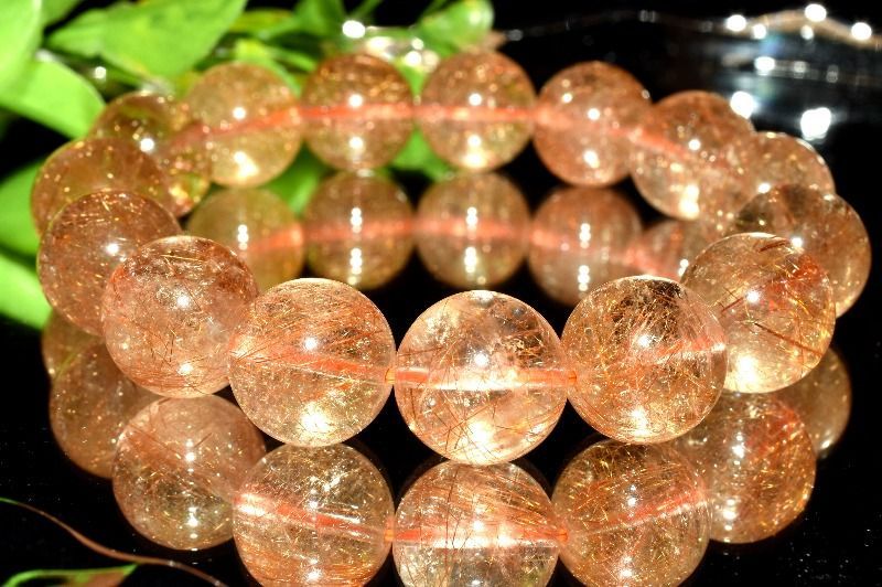 １点物 透明 内包美 ブロンズルチルクォーツ 14mm ブレスレット パワーストーン 天然石 _MC174