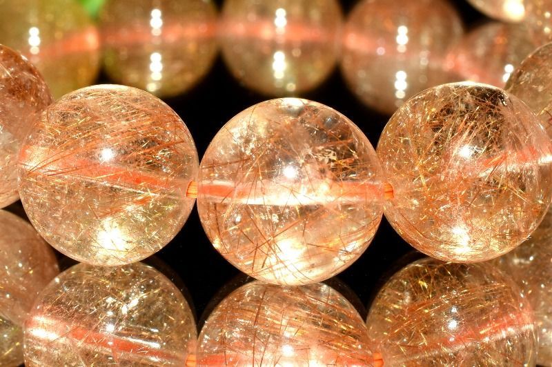 １点物 透明 内包美 ブロンズルチルクォーツ 14mm ブレスレット パワーストーン 天然石 _MC174