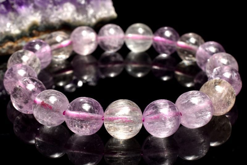 １点物 AA 透明無垢 キャッツアイ クンツァイト 10mm ブレスレット パワーストーン 天然石 _MC382