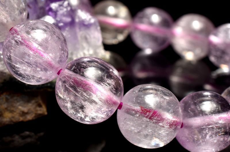 １点物 AA 透明無垢 キャッツアイ クンツァイト 10mm ブレスレット パワーストーン 天然石 _MC382